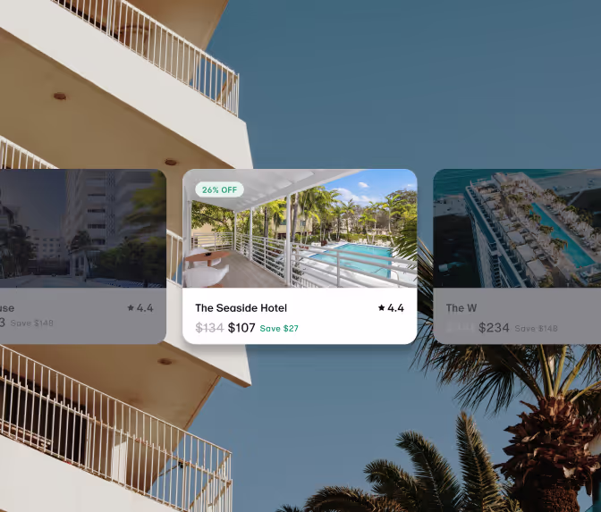 Seaside hotel with hotel listings