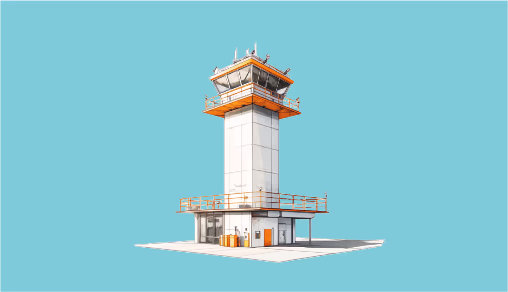 An illustration of an air traffic control center