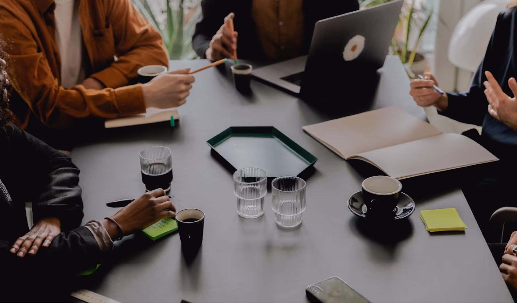 A group of people at a meeting