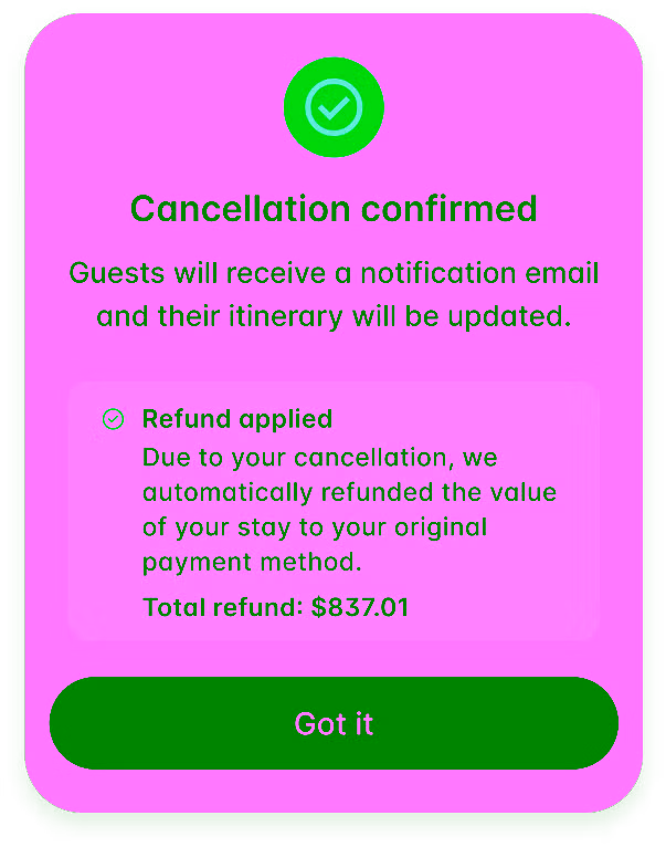 Cancellation confirmed