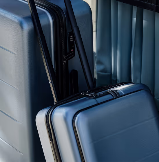 2 Luggages leaning against each other