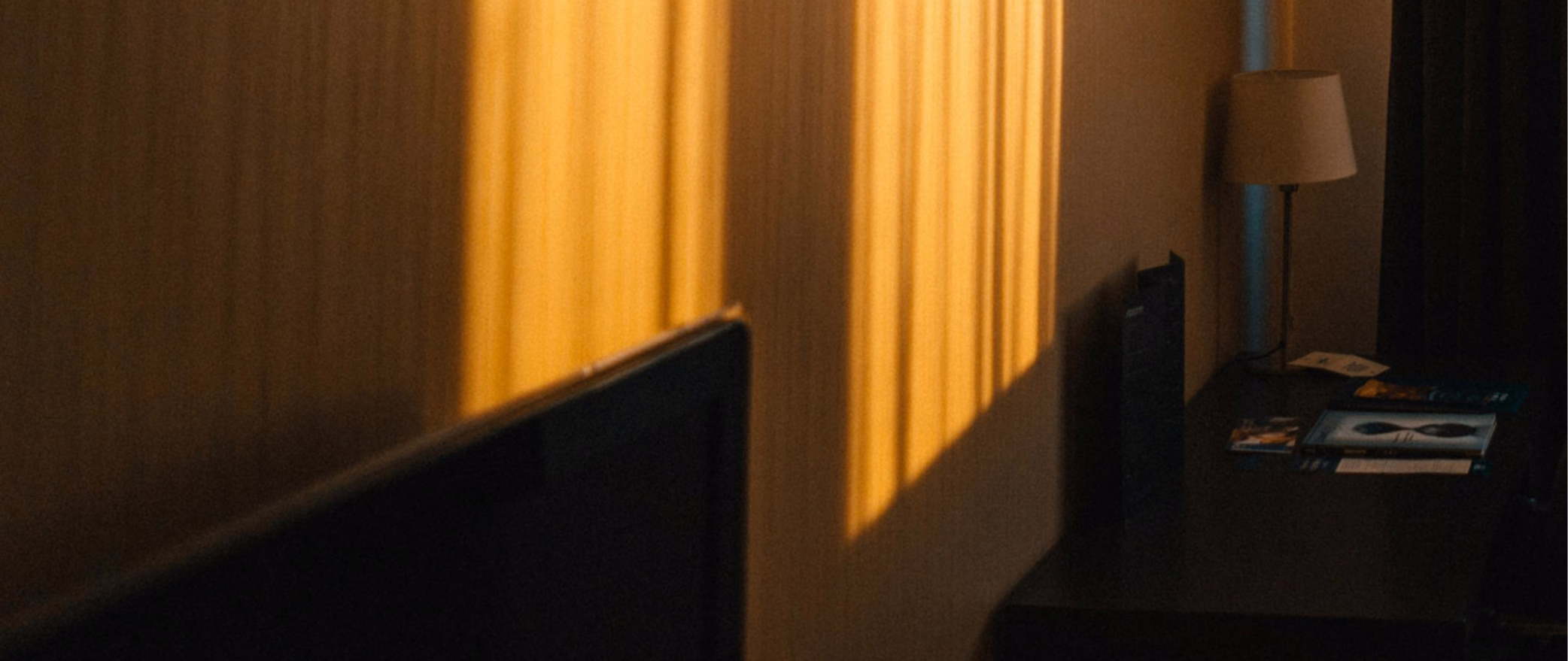 A sunset in a hotel room